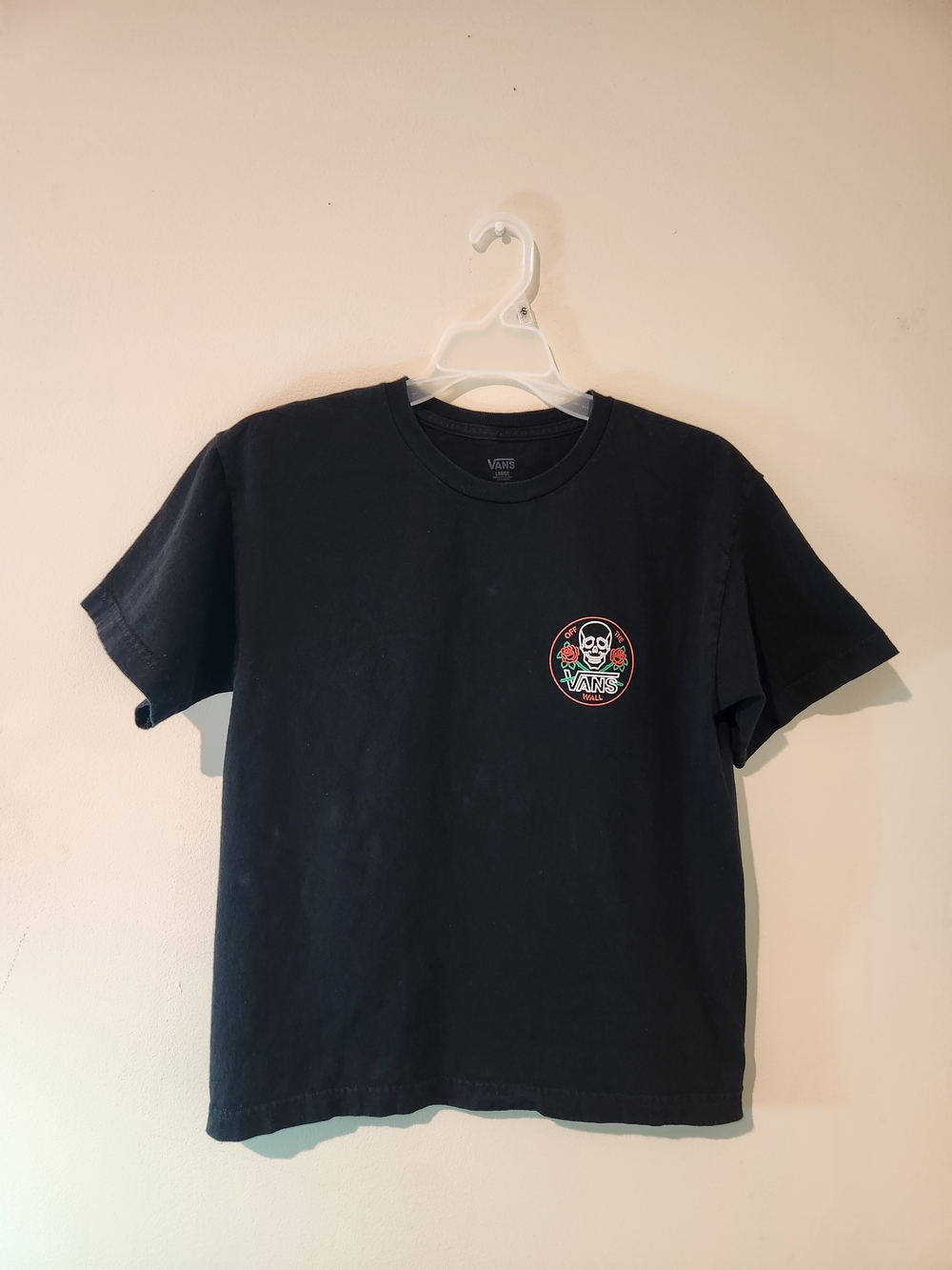 Vans Youth Large Skull And Roses Graphic Print Black Crew Neck
